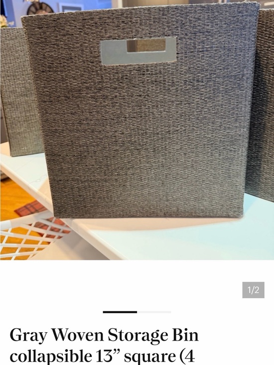 Other - Gray Woven Collapsible Storage Bin - set of 4 total bins